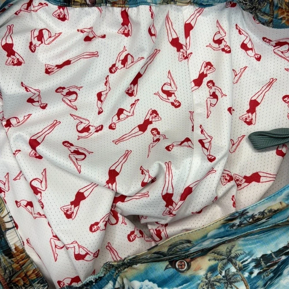 Robert Graham Swim Shorts Trunks Mens 2XL Blue Multicolor Hawaiian Surfboard NWT